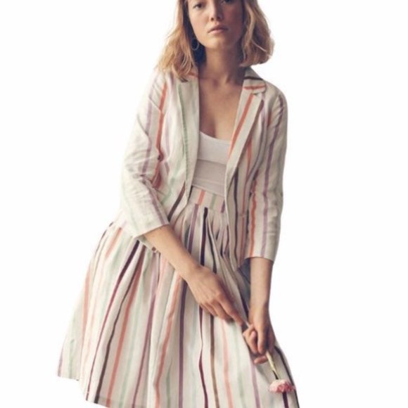 [NWOT] MODCLOTH Aspiration Creation Striped A-line Midi Skirt 100% Cotton - Picture 4 of 11